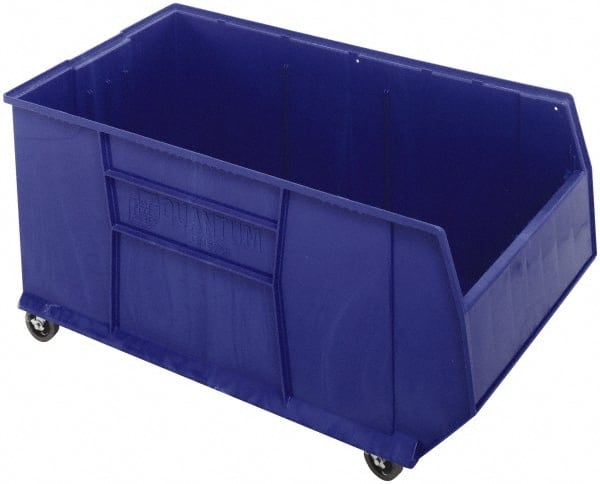 Quantum Storage - 175 Lb. Load Capacity, 41-7/8" Deep, Blue Polypropylene Hopper Stacking Bin - 17-1/2" High x 23-7/8" Wide x 41-7/8" Long - Exact Tooling