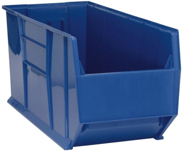 Quantum Storage - 175 Lb. Load Capacity, 41-7/8" Deep, Blue Polypropylene Hopper Stacking Bin - 17-1/2" High x 16-1/2" Wide x 41-7/8" Long - Exact Tooling
