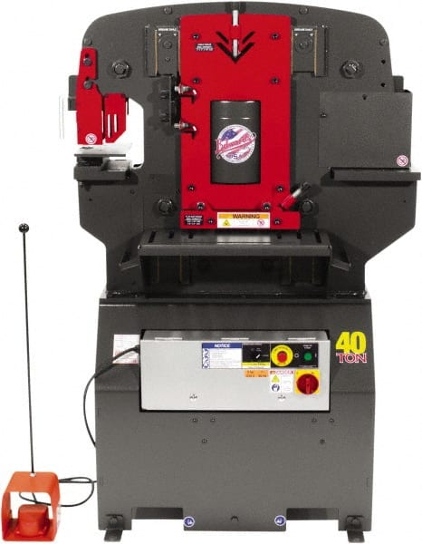 Edwards Manufacturing - 7-1/2" Throat Depth, 55 Ton Punch Pressure, 1" in 1/2" Punch Capacity Ironworker - 5 hp, 1 Phase, 230 Volts, 44-3/8" Wide x 55-1/4" High x 36-1/8" Deep - Exact Tooling