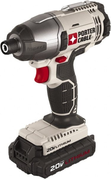 Porter-Cable - 1/4" Drive 20 Volt T-Handle Cordless Impact Wrench & Ratchet - 2,900 RPM, 124 Ft/Lb Torque, 2 Lithium-Ion Batteries Included - Exact Tooling