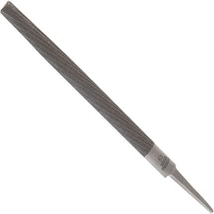 Anglo American - 14" Long, Smooth Cut, Half Round American-Pattern File - Double Cut, 0.37" Overall Thickness, Tang - Exact Tooling