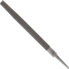 Anglo American - 8" Long, Smooth Cut, Half Round American-Pattern File - Double Cut, 0.22" Overall Thickness, Tang - Exact Tooling