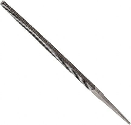 Anglo American - 6" Long, Smooth Cut, Square American-Pattern File - Double Cut, 0.22" Overall Thickness, Tang - Exact Tooling