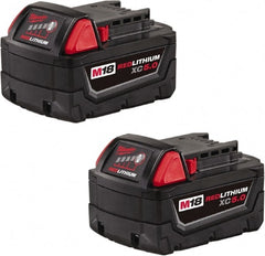 Milwaukee Tool - 18 Volt Lithium-Ion Power Tool Battery - 5 Ahr Capacity, 110 min Charge Time, Series RED LITHIUM - Exact Tooling