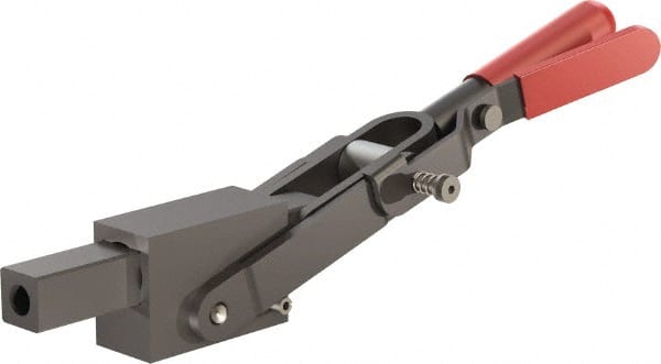 De-Sta-Co - 5,800.07 Lb Load Capacity, Solid Base, Carbon Steel, Standard Straight Line Action Clamp - 0.41" Plunger Diam, Straight Handle - Exact Tooling