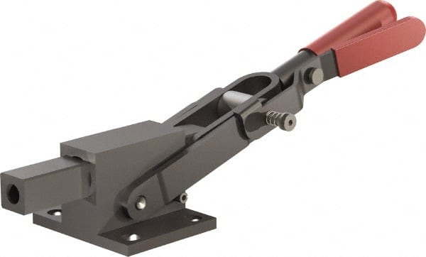 De-Sta-Co - 5,800.07 Lb Load Capacity, Flanged Base, Carbon Steel, Standard Straight Line Action Clamp - 4 Mounting Holes, 0.41" Mounting Hole Diam, 0.41" Plunger Diam, Straight Handle - Exact Tooling