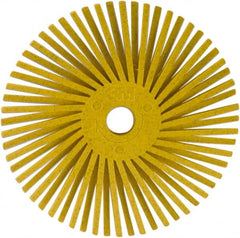 3M - 3" 80 Grit Ceramic Tapered Disc Brush - Medium Grade, Plain Hole Connector, 1" Trim Length, 0.37" Arbor Hole - Exact Tooling