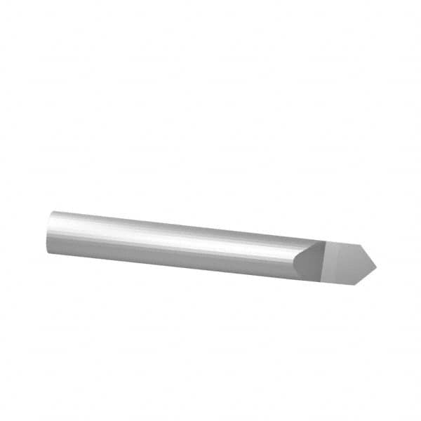 Scientific Cutting Tools - 90° Incl Angle, 1/4" Shank Diam, 2.5" OAL, 0.009" Cut Diam, Conical Engraving Cutter - 0.12" LOC, 0.009" Tip Diam, Right Hand Cut, Submicron Solid Carbide, AlTiN+ Finish - Exact Tooling