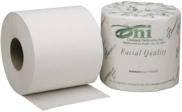 Ability One - 4" Sheet Width, Standard Roll Toilet Tissue - 550 Sheets per Roll, 2 Ply, White, Recycled Fiber - Exact Tooling