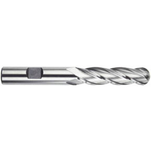 5/8″ Dia. × 5/8″ Shank × 2-1/2″ DOC × 4-5/8″ OAL, HSS 4 Flute, 30° Helix, Ballnose End Mill Series/List #4555 - Exact Tooling