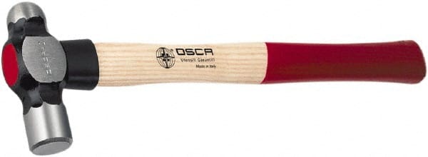 Osca - 1-1/2 Lb Head Drop Forged Carbon Steel, Heat Treated & Tempered Ball Pein Hammer - 15" Wood Handle, 1-1/4" Face Diam, 15" OAL - Exact Tooling