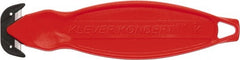 Klever Innovations - Recessed/Hook Blade Box Cutter - 6-1/4" Carbon Steel Blade, Red Plastic Handle, 2 Blades Included - Exact Tooling