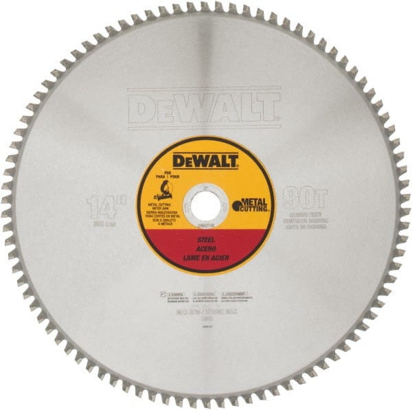 DeWALT - 14" Diam, 1" Arbor Hole Diam, 90 Tooth Wet & Dry Cut Saw Blade - Carbide-Tipped, Standard Round Arbor - Exact Tooling