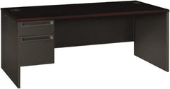 Hon - Steel-Reinforced High-Pressure Laminate Left Pedestal Desk - 72" Wide x 36" Deep x 29-1/2" High, Mahogany/Charcoal - Exact Tooling