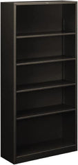 Hon - 5 Shelf, 71" High x 34-1/2" Wide Bookcase - 12-5/8" Deep, Steel, Charcoal - Exact Tooling