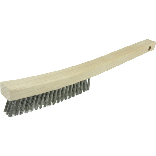Plater's Brush, Stainless Steel Fill, 3 × 19 Rows, Curved Handle - Exact Tooling