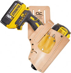 CLC - Drill/Impact Driver Holster with 3 Pockets - Leather, Natural (Color) - Exact Tooling
