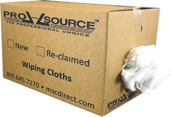 PRO-SOURCE - Cotton Reclaimed Rags - White, Sheeting, Lint Free, 25 Lbs. at 3 to 5 per Pound, Box - Exact Tooling