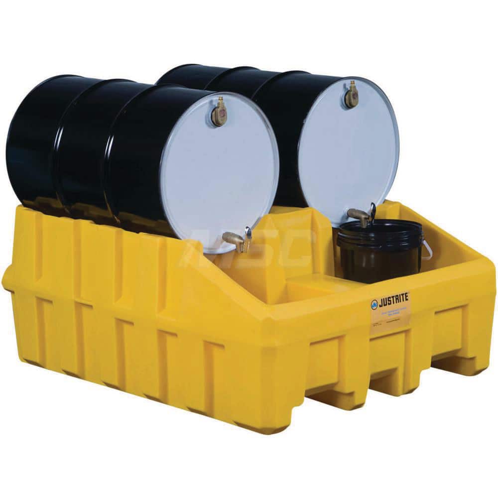 Justrite - Drum Dispensing & Collection Workstations; Number of Drums: 2 ; Storage Direction: Horizontal ; Sump Capacity (Gal.): 66.00 ; Height (Inch): 28 ; Length (Decimal Inch): 59.0000 ; Width (Inch): 49 - Exact Tooling