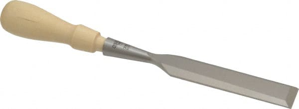 Stanley - 9-31/32" OAL x 1" Blade Width Wood Chisel - 1" Tip, Hornbeam Wood Handle - Exact Tooling
