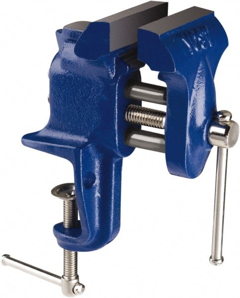 Yost Vises - 2-1/2" Jaw Width, 2-1/4" Opening Capacity, 1-1/4" Throat Depth, Cast Iron Stationary Bench Vise - Clamp-On Base Attachment - Exact Tooling