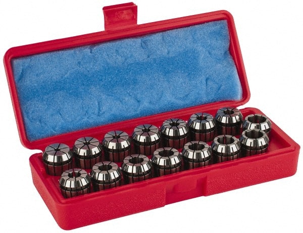 Accupro - 15 Piece, 3/16" to 5/8" Capacity, ER Collet Set - 0.02mm TIR, Series ER25 - Exact Tooling