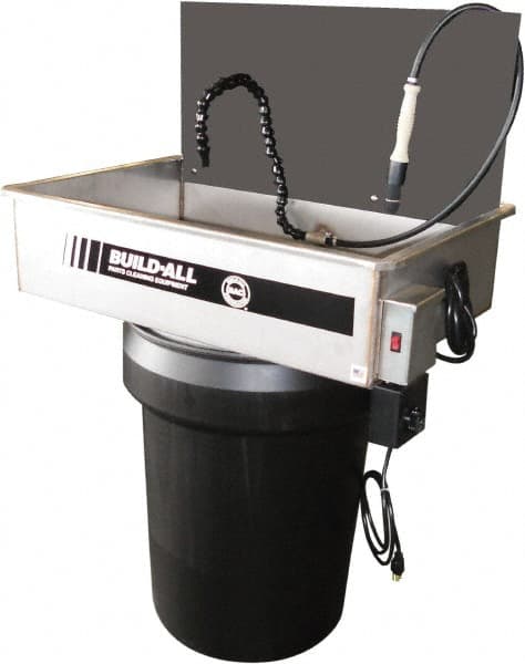 Build-All - Drum Mount Water-Based Parts Washer - 25 Gal Max Operating Capacity, 304 Stainless Steel Tank, 115 Input Volts - Exact Tooling