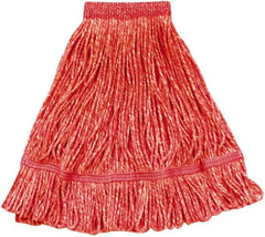 PRO-SOURCE - 5" Red Head Band, Medium Blended Fiber Loop End Mop Head - 2 Ply, Side Loading Connection - Exact Tooling