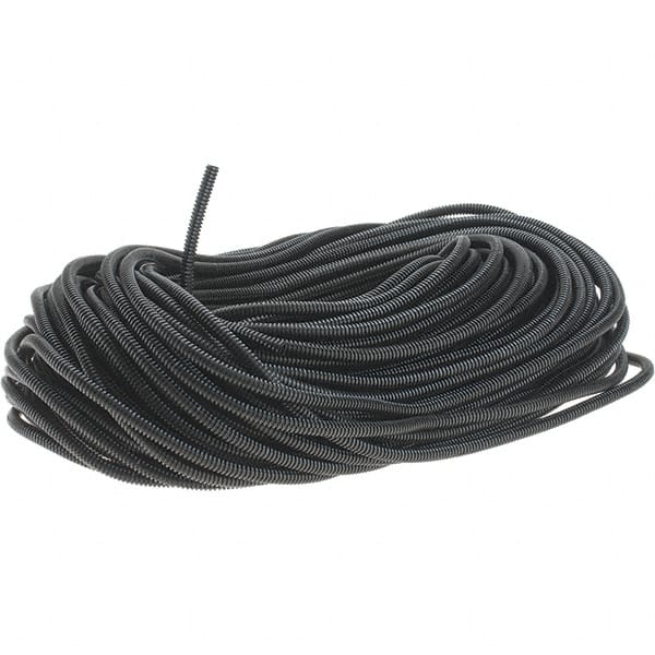 Value Collection - 0.27" ID, Black/Gray Nylon Corrugated Cable Sleeve - 250' Coil Length, -40 to 300°F - Exact Tooling