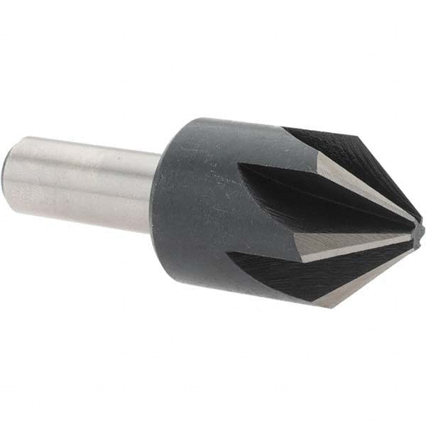 Value Collection - 1" Head Diam, 1/2" Shank Diam, 6 Flute 82° High Speed Steel Countersink - Exact Tooling