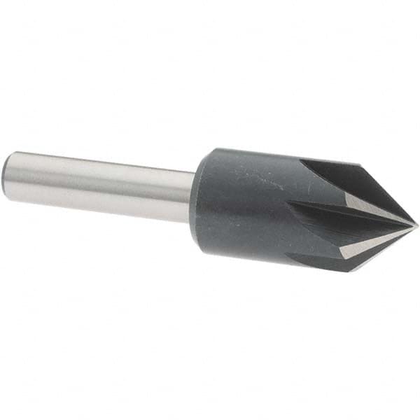 Value Collection - 1/2" Head Diam, 1/4" Shank Diam, 6 Flute 82° High Speed Steel Countersink - Exact Tooling