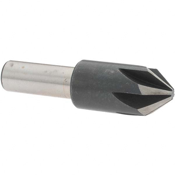 Value Collection - 3/4" Head Diam, 1/2" Shank Diam, 6 Flute 82° High Speed Steel Countersink - Exact Tooling