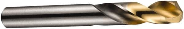 DORMER - 1.7mm 135° Spiral Flute High Speed Steel Screw Machine Drill Bit - Bright Finish, Right Hand Cut, 10mm Flute Length, 34mm OAL, Split Point, Straight Shank - Exact Tooling