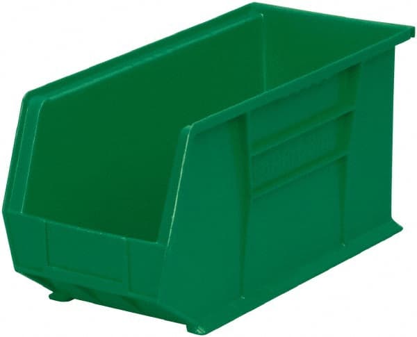 Akro-Mils - 60 Lb. Load Capacity, 18" Deep, Green Polymer Hopper Stacking Bin - 9" High x 8-1/4" Wide x 18" Long - Exact Tooling