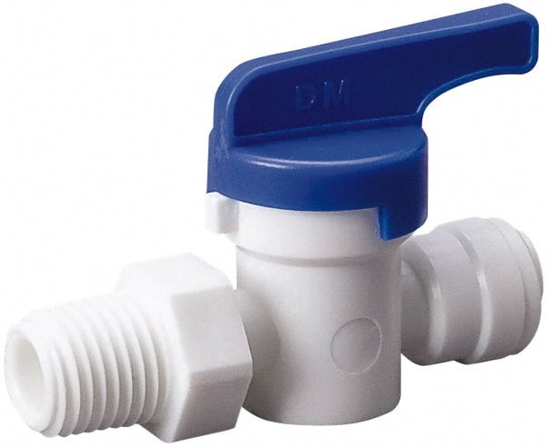 Value Collection - 3/8 x 3/8" Pipe, Full Port, Polysulfone Standard Ball Valve - Inline - Two Way Flow, Push Fit Ends, Lever Handle, 250 WOG, 200 WSP - Exact Tooling