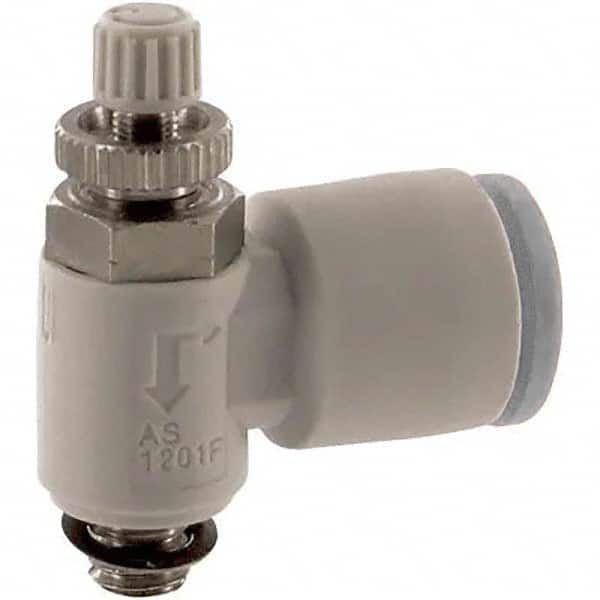 SMC PNEUMATICS - Speed & Flow Control Valves Valve Type: Flow Control Elbow Male Thread Size: 10-32 UNF - Exact Tooling