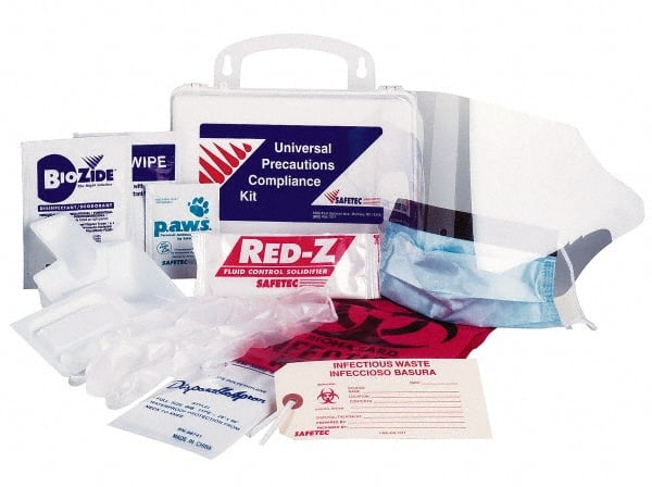 Medique - 13 Piece, Body Fluid Clean-Up First Aid Kit - 6-1/4" Wide x 3" Deep x 6" High, Cardboard - Exact Tooling