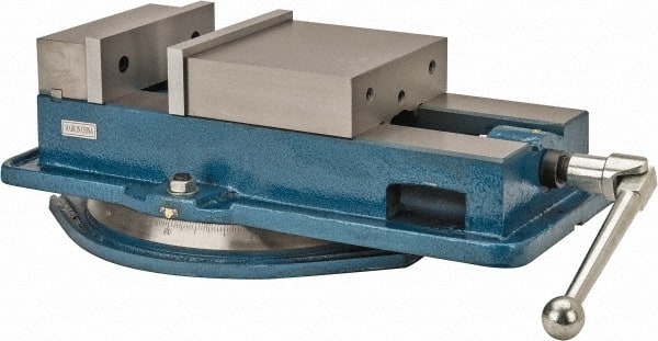 Interstate - 8" Jaw Width, 8-1/4" Jaw Opening Capacity, Horizontal Swivel Machine Vise - Manual Operation, 1 Station, 21-3/4" Long x 5-5/16" High x 2" Deep, 2" Jaw Height - Exact Tooling