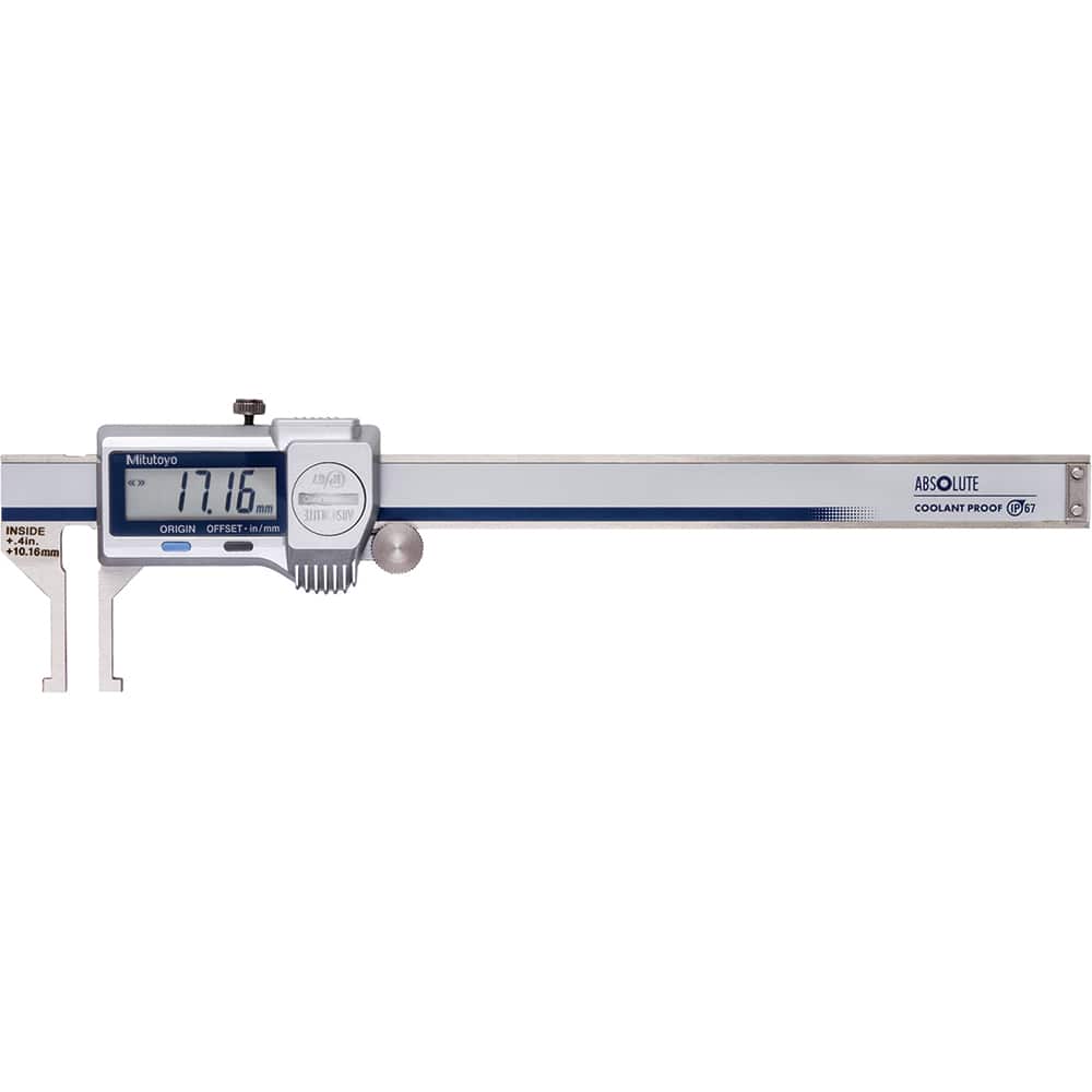 Mitutoyo - Electronic Calipers; Minimum Measurement (Decimal Inch): 0.4000 ; Maximum Measurement (Decimal Inch): 6 ; Maximum Measurement (mm): 150.00 ; Accuracy Plus/Minus (Decimal Inch): 0.0020 ; Resolution (Decimal Inch): 0.0005 ; Resolution (mm): 0.01 - Exact Tooling
