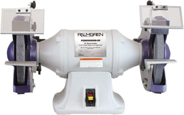 Palmgren - 10" Wheel Diam x 1" Wheel Width, 1-1/2 hp Grinder - 1" Arbor Hole Diam, 1 Phase, 1,725 Max RPM, 115/230 Volts - Exact Tooling