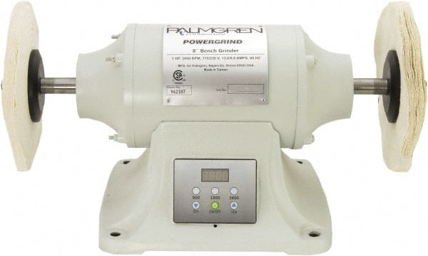 Palmgren - 8" Wheel Diam x 1" Wheel Width, 1 hp Buffer - 5/8" Arbor Hole Diam, 1 Phase, 3,600 Max RPM, 115/240 Volts - Exact Tooling