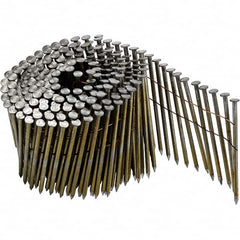 DeWALT - 11 Gauge 3" Long Roofing Nails for Power Nailers - Steel, Galvanized Finish, Smooth Shank, Coil Collation, Round Head, Blunt Diamond Point - Exact Tooling