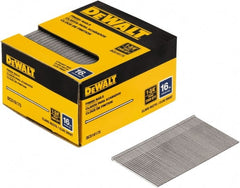 DeWALT - 16 Gauge 1-3/4" Long Finishing Nails for Power Nailers - Steel, Bright Finish, Smooth Shank, Angled Stick Collation, Round Head, Chisel Point - Exact Tooling