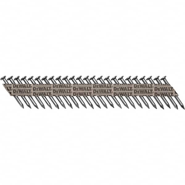 DeWALT - 9 Gauge 1-1/2" Long Metal Connecting Nails for Power Nailers - Steel, Bright Finish, Smooth Shank, Angled Stick Collation, Round Head - Exact Tooling