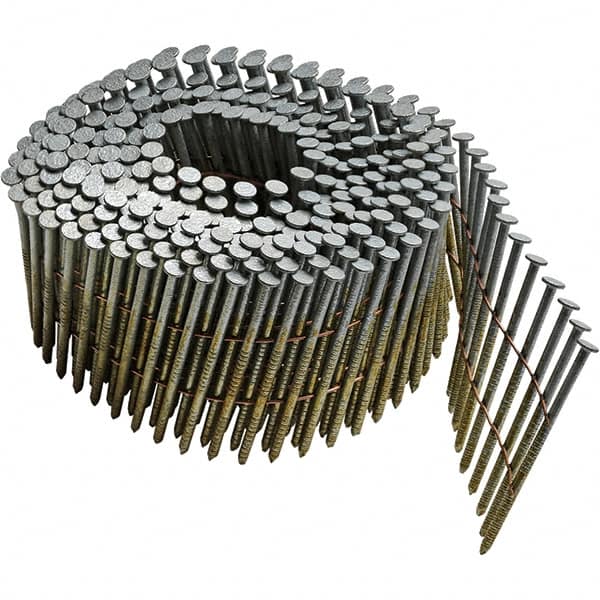 DeWALT - 13 Gauge 2-3/16" Long Siding Nails for Power Nailers - Steel, Galvanized Finish, Ring Shank, Coil Collation, Round Head, Blunt Diamond Point - Exact Tooling