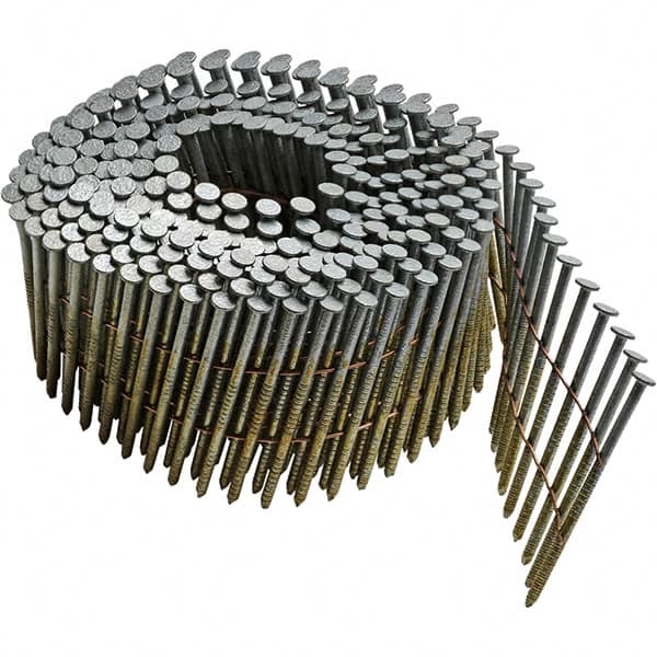 DeWALT - 13 Gauge 2" Long Siding Nails for Power Nailers - Steel, Galvanized Finish, Ring Shank, Coil Collation, Round Head, Blunt Diamond Point - Exact Tooling