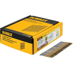 DeWALT - 12 Gauge 2.38" Long Framing Nails for Power Nailers - Steel, Galvanized Finish, Ring Shank, Angled Stick Collation, Round Head - Exact Tooling