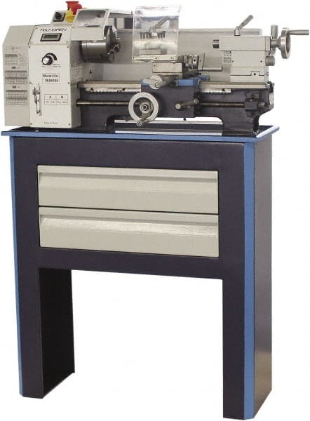 Palmgren - 8" Swing, 12" Between Centers, 115 Volt, Single Phase Bench Lathe - 3MT Taper, 1 hp, 150 to 2,500 RPM, 3/4" Bore Diam, 16-3/4" Deep x 14-1/4" High x 33" Long - Exact Tooling