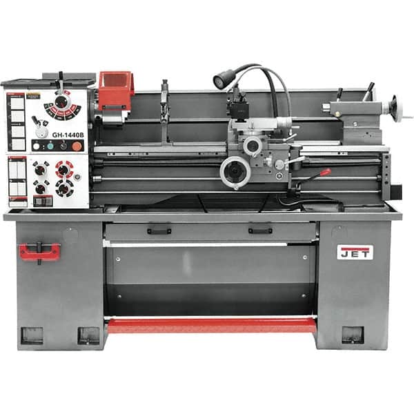 Jet - 14" Swing, 36-7/8" Between Centers, 230 Volt, Single Phase Bench Lathe - 2 hp, 70 to 1,900 RPM Spindle Speed, 2" Spindle Bore Diam, 76-13/32" OAL x 29-29/32" OAH x 59-13/16" Overall Depth - Exact Tooling