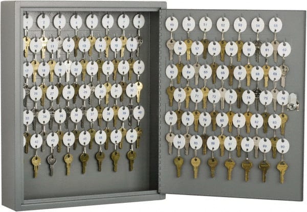 Ability One - Key Control; Type: Key Box ; Number of Keys: 90 ; Color: Gray ; Height (Inch): 17.125 ; Width (Inch): 14 ; Depth (Inch): 3.1250 - Exact Tooling